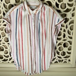 Madewell rainbow stripe button up